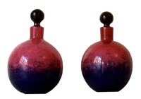 Pair French Art Deco Charles Schneider Stoppered Bottles