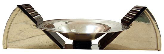 Silverplate, Macassar Ebony, Ivory and Glass Rods Centerpiece