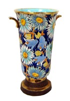 Belgian Art Deco Floral Ceramic Vase by Boch Freres