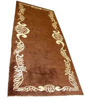 French Art Deco Rug in Brown with Ivory Sea Shell and Foliate Design