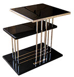 Black Lacquer and Nickel Three Level Table