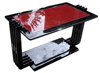 Black Lacquer & Red Vitrolite Coffee Table