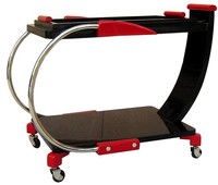 Red and Black Lacquer Streamline Tea Trolley / Bar Cart
