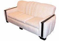 Black & White American Art Deco Sofa & Two Chairs