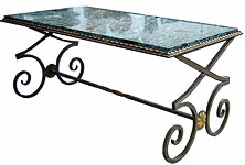 Wrought Iron & Green Marble Coffee Table
