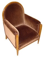 Pair French Art Deco Club Armchairs in Mohair Upholstery