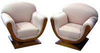 Pair French Art Deco Lounge / Club Chairs