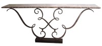 Large Raymond Subes Wrought Iron and Marble Console