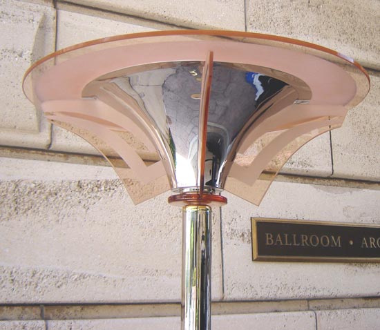 French Torchiere with Peach Glass