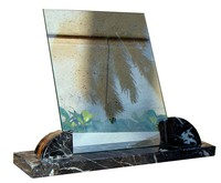 French Art Deco Marble & Glass Table Top Picture Frame