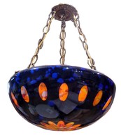 European Cobalt and Orange Glass Ceiling Light
