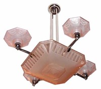 Muller Freres Square Bowl Art Deco Chandelier