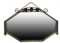 French Art Deco Wrought Iron Roses Mirror