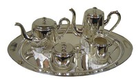Austrian Art Deco Five Piece Silver Plate Tea Service