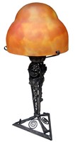 Wrought Iron Table Lamp with Daum Freres Shade