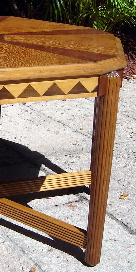 American Art Deco Marquetry Inlay Hexagon Center Table Modernism Gallery