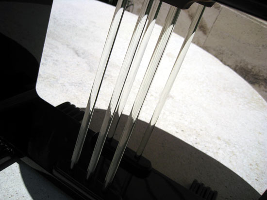 American Art Deco Black Lacquer Table with Glass Rods