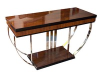 American Art Deco Mahogany & Nickel Art Deco Console