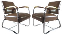 Pair of American Art Deco Arm Chairs by the McKay Company