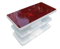 American Art Deco Vitrolite and White Enamel Coffee Table