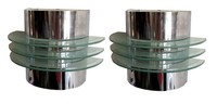 Pair American Art Deco Streamline Wall Sconces