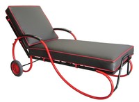 American Art Deco Black and Red Chaise Lounge