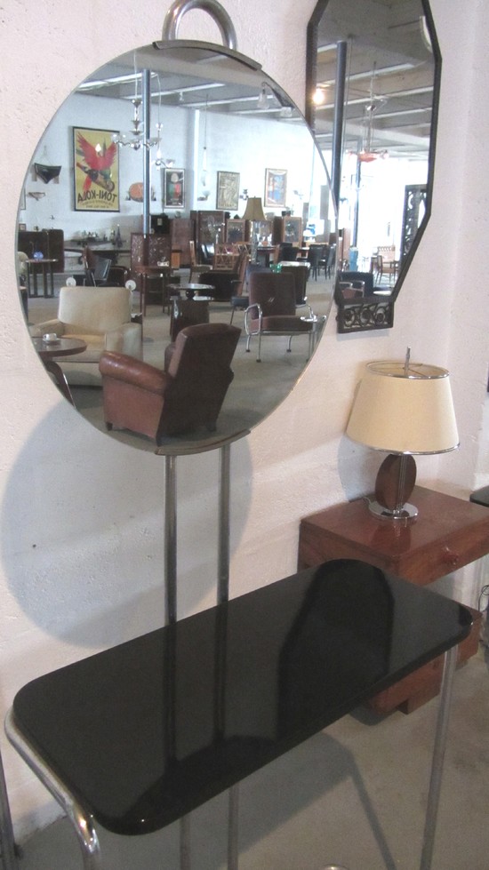 American Art Deco Console and Mirror by Wolfgang Hoffman