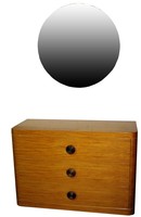 American Art Deco Blond Mahogany Dresser & Mirror