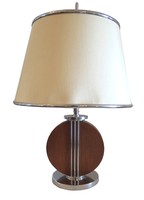 AMERICAN ART DECO MAHOGANY AND CHROME TABLE LAMP
