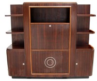 French Art Deco Macassar Ebony Very Streamline Secretary Desk Cabinet