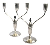 Pair of Gorham American Art Deco Sterling Silver Candelabra