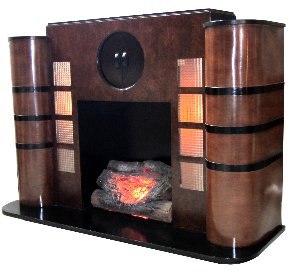 American Art Deco Streamline Electric Fireplace
