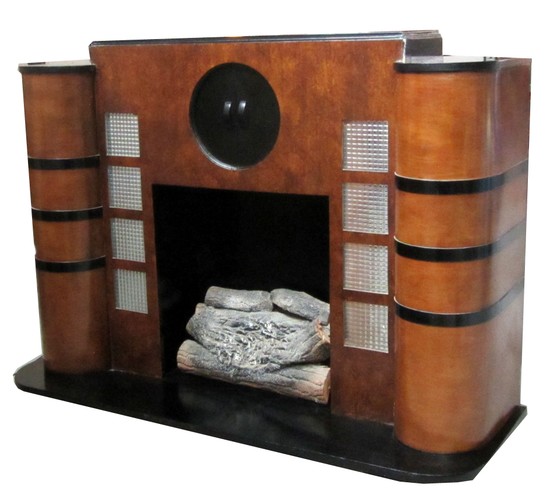 American Art Deco Streamline Electric Fireplace