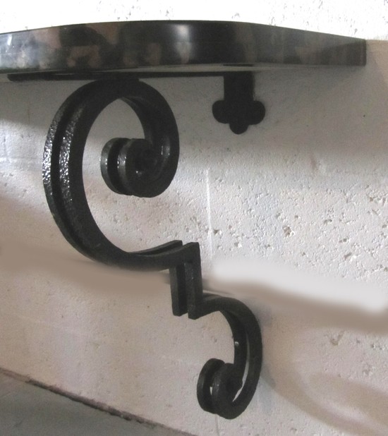 French Art Deco Emperador Dark Marble and Wrought Iron Console