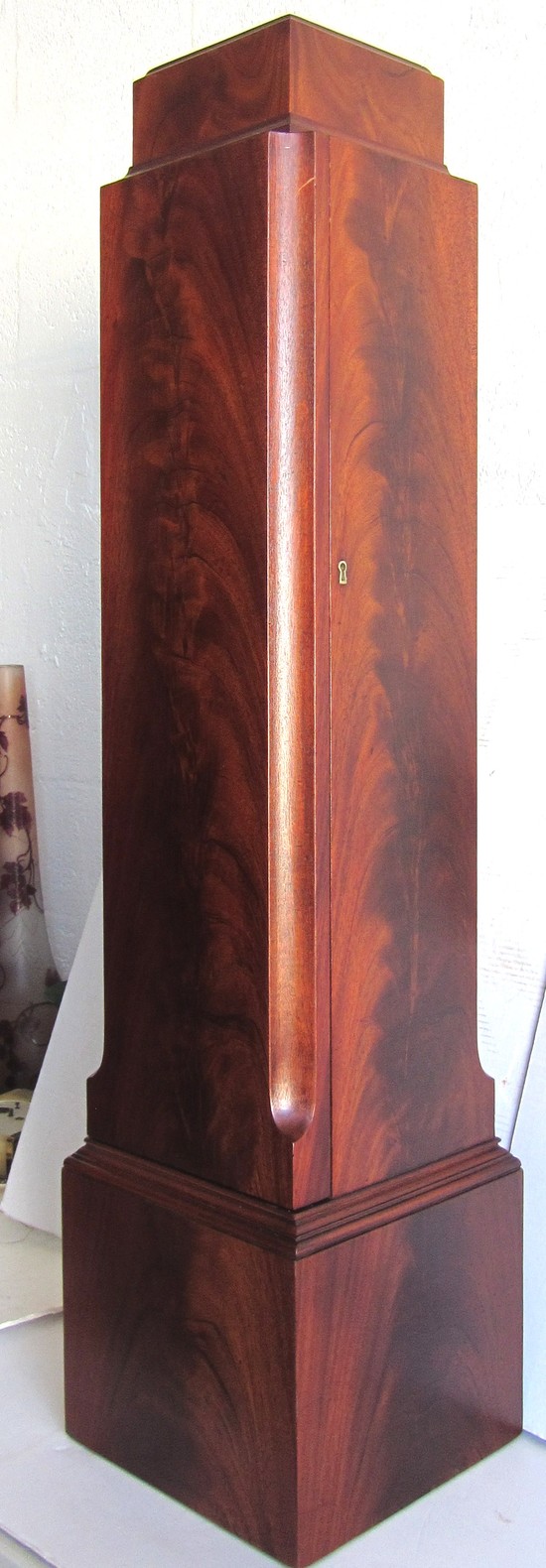 French Art Deco Flame Mahogany Pedestal / Cabinet