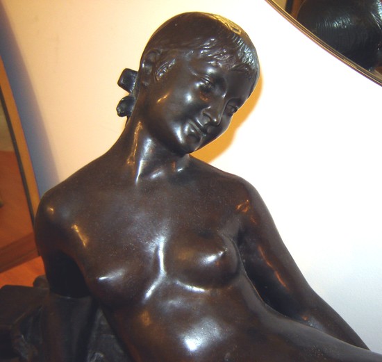 Ary Bitter French Art Deco Bronze Nymph with Fawn