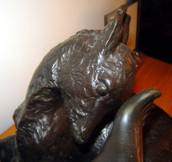 Ary Bitter French Art Deco Bronze Nymph with Fawn