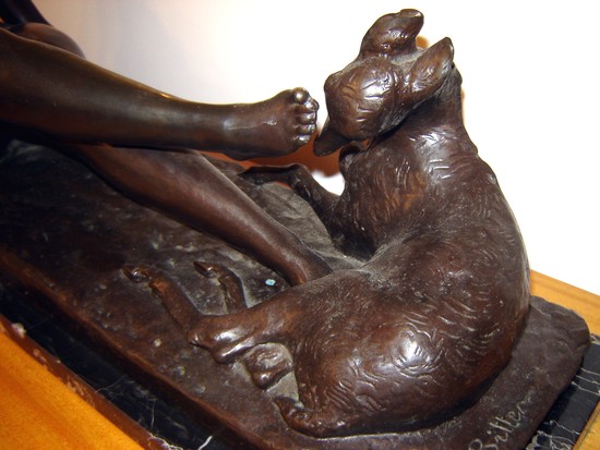 Ary Bitter French Art Deco Bronze Nymph with Fawn