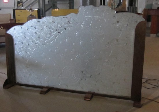 Art Deco Bronze And Etched Glass Firescreen 4 Winds