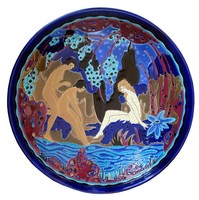 Longwy French Art Deco Enamel Cloisonne Ceramic Charger