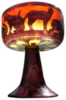Charles Schneider French Art Deco Cameo Glass Coupe CHATS Le Verre Francais