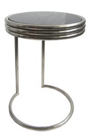 American Art Deco Chrome and Steel Black Mirror Occasional Table