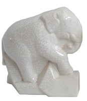 Claude Levi French Art Deco White Craqueleure elephant