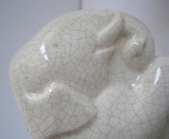 Claude Levi French Art Deco White Craqueleure Elephant Bookends