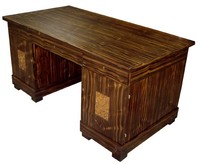 French Art Deco Macassar Ebony Desk with Carved Panels
