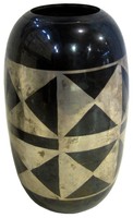 French Art Deco Geometric Dinanderie Vase