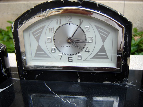 French Art Deco Desk Set with Clock