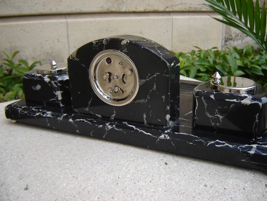 French Art Deco Desk Set with Clock