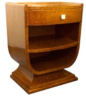 French Art Deco Pair Burlwood Side Tables