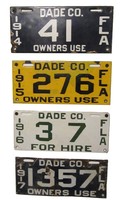Four Early Florida Car License Plates